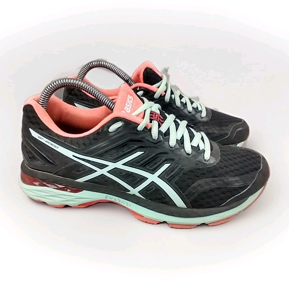 Asics GT-2000 5 Womens Running Shoes‎ Black Coral Mint T757N Size 8.5